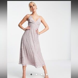 ASOS Lace Midi Dress in Lilac